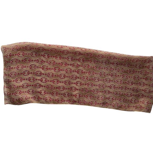 Beige Brown Patterned 20-1/2" x 52" Minimalist Lightweight Sheer Scarf - Picture 3 of 5